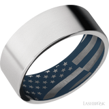 8 mm wide Flat Cobalt Chrome band featuring a Navy Blue sleeve.