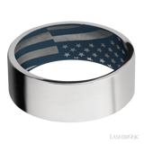8 mm wide Flat Cobalt Chrome band featuring a Navy Blue sleeve.
