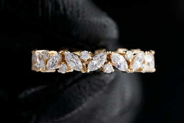 Custom Ring in Yellow Gold with Marquise Cut and Round Cut Diamonds