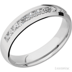 5 mm wide/Domed/Cobalt Chrome band with a Half Eternity arrangement of .07 carat Round Diamond stones in a Channel setting. - Diamonds By Rothschild