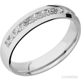 5 mm wide/Domed/Cobalt Chrome band with a Half Eternity arrangement of .07 carat Round Diamond stones in a Channel setting. - Diamonds By Rothschild