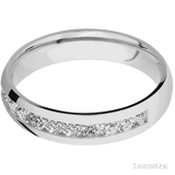 5 mm wide/Domed/Cobalt Chrome band with a Half Eternity arrangement of .07 carat Round Diamond stones in a Channel setting. - Diamonds By Rothschild