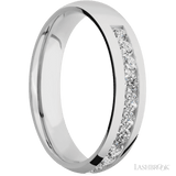 5 mm wide/Domed/Cobalt Chrome band with a Half Eternity arrangement of .07 carat Round Diamond stones in a Channel setting. - Diamonds By Rothschild