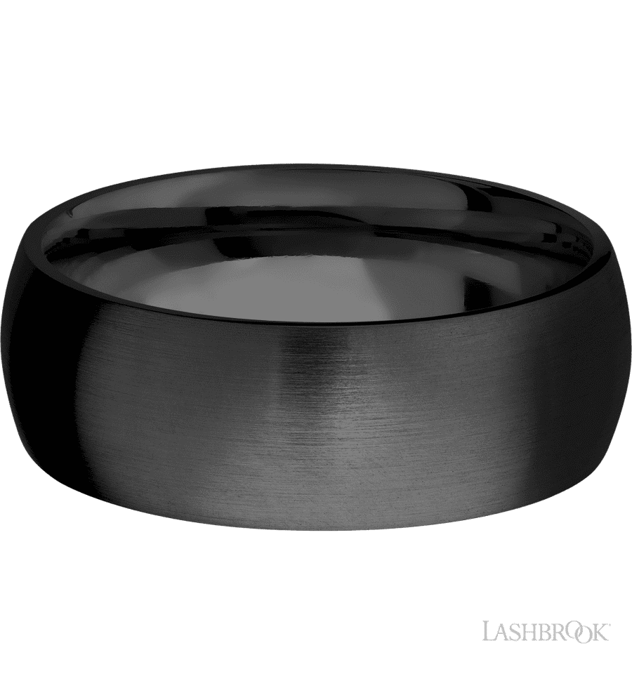 8 mm wide Domed Zirconium band.