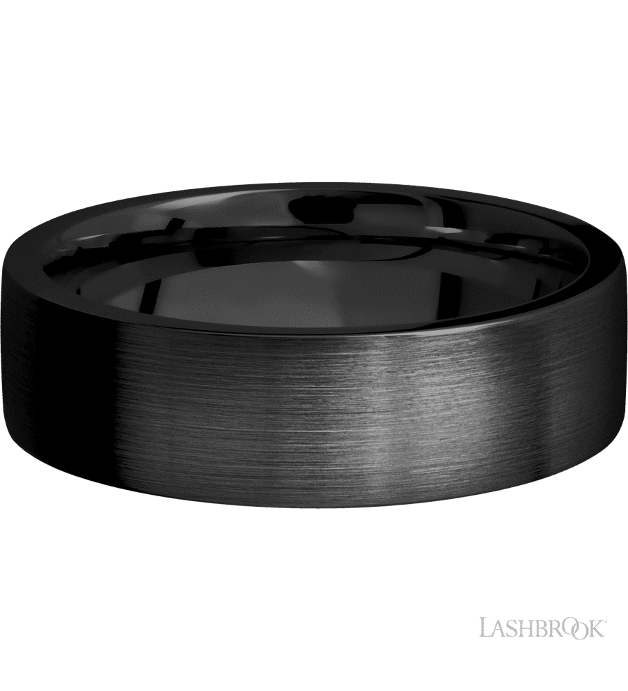 7 mm wide Flat Zirconium band.