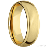 7 mm wide Domed Stepped Down Edges 10K Yellow Gold band.