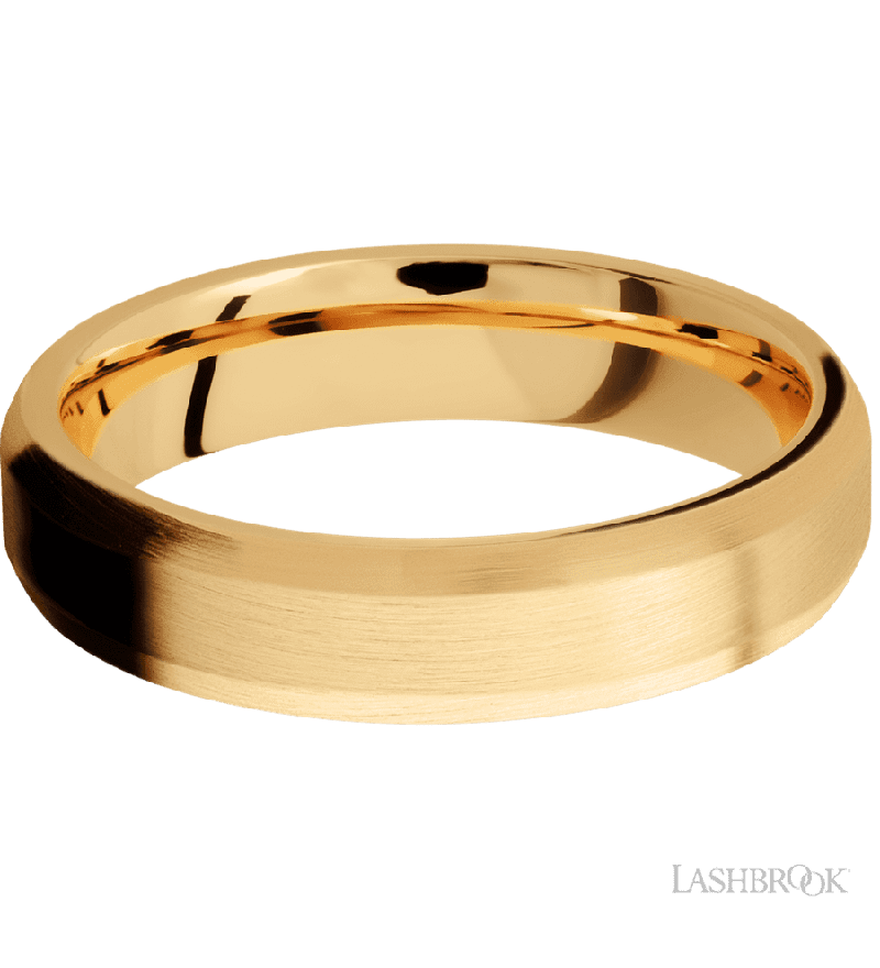 5 mm wide Beveled 14K Yellow Gold band.