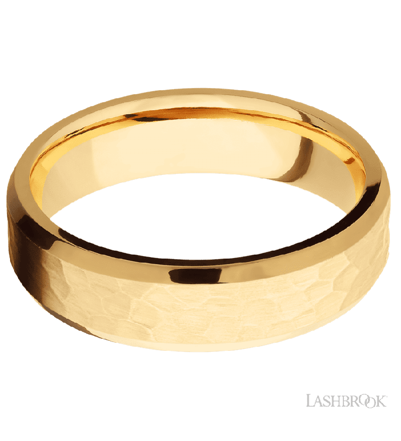 6 mm wide Beveled 14K Yellow Gold band.