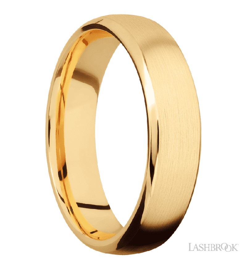 6 mm wide Domed Bevel 14K Yellow Gold band.