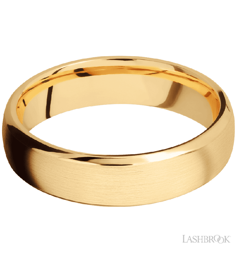 6 mm wide Domed Bevel 14K Yellow Gold band.