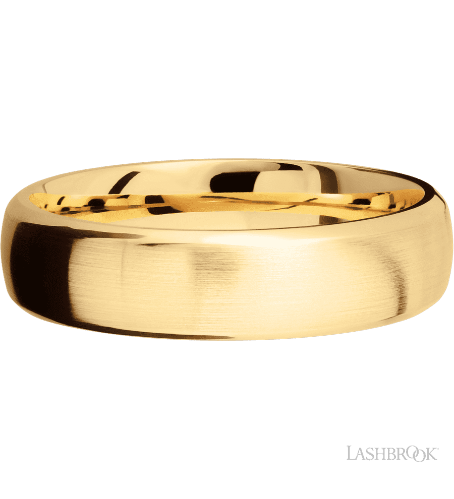 6 mm wide Domed Bevel 14K Yellow Gold band.