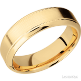 7 mm wide High Bevel Milgrain 14K Yellow Gold band.