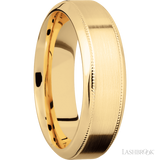 7 mm wide High Bevel Milgrain 14K Yellow Gold band.