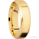 7 mm wide High Bevel Milgrain 14K Yellow Gold band.