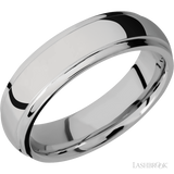 6 mm wide Domed Stepped Down Edges Titanium band.