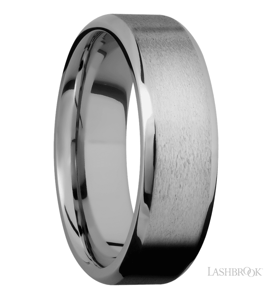 7 mm wide Beveled Titanium band.