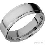 7 mm wide Flat Grooved Edges Titanium band.