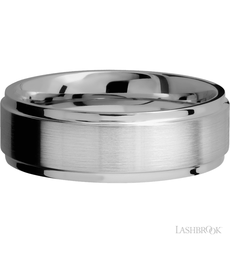 7 mm wide Flat Grooved Edges Titanium band.