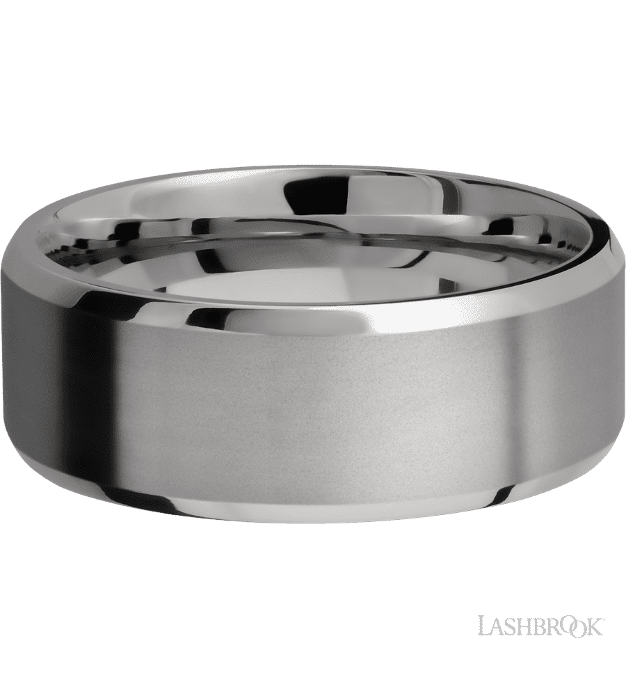 8 mm wide Beveled Titanium band.