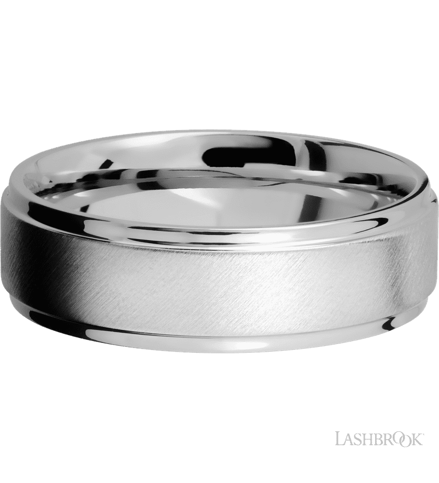 7 mm wide Flat Grooved Edges Cobalt Chrome band.