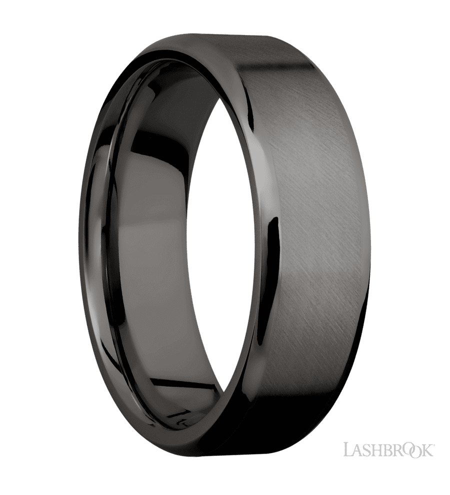 7 mm wide Beveled Tantalum Noir band.