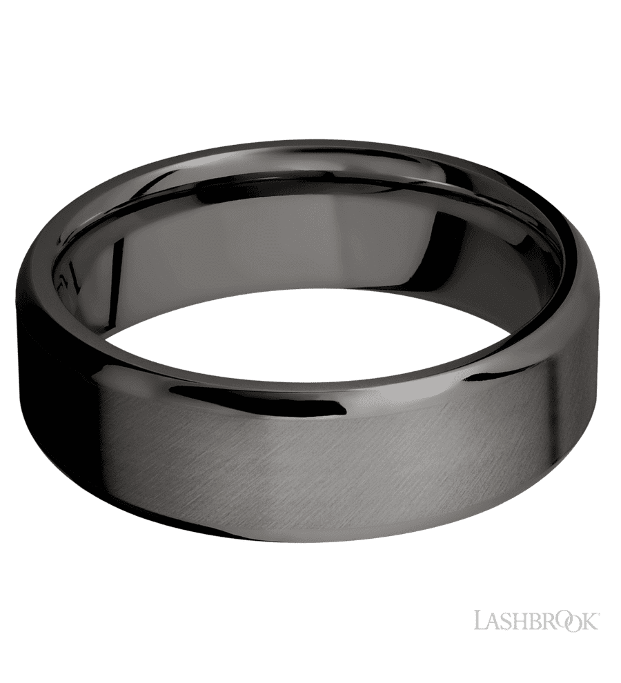7 mm wide Beveled Tantalum Noir band.