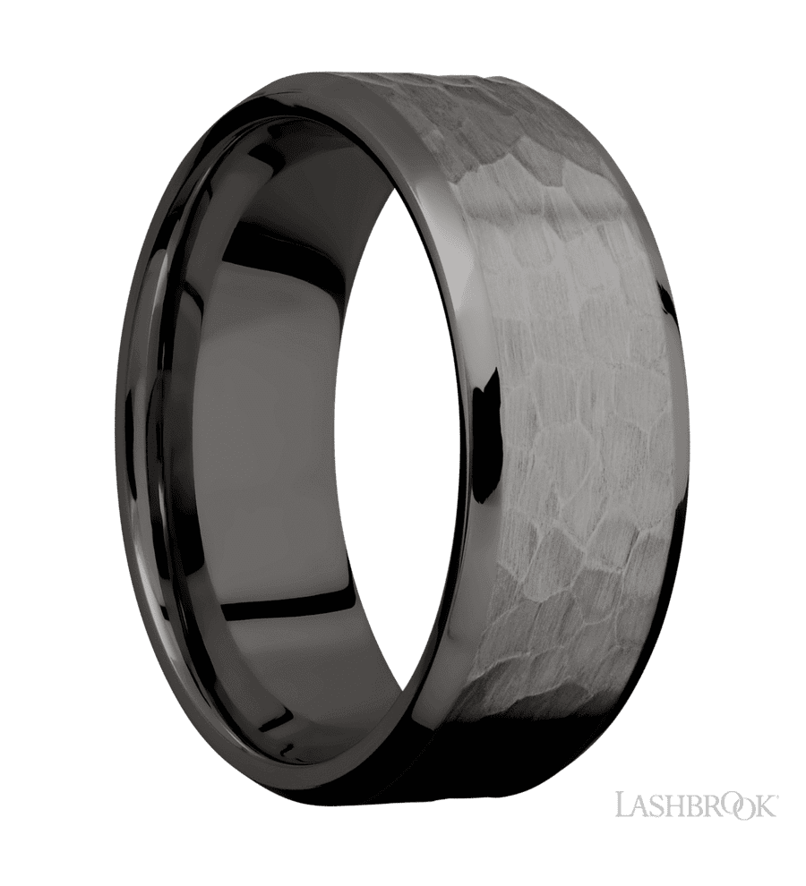 8 mm wide Beveled Tantalum Noir band.
