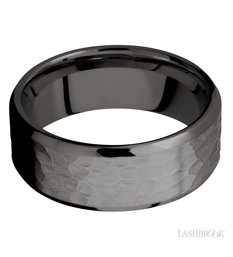 8 mm wide Beveled Tantalum Noir band.
