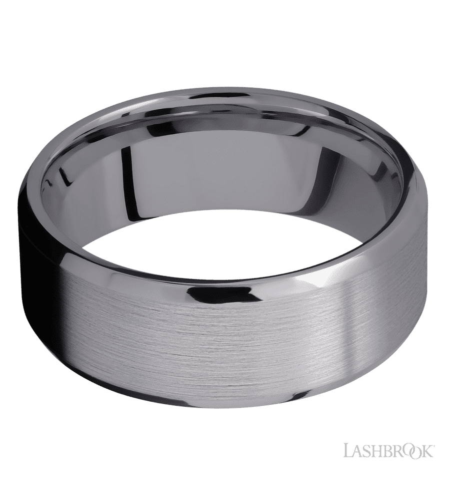 8 mm wide Beveled Tantalum band.