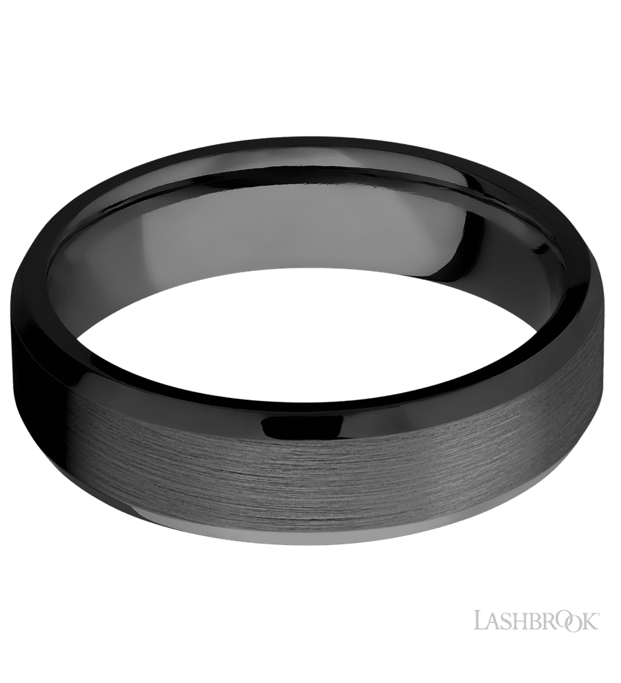 6 mm wide Beveled Zirconium band.