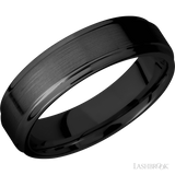 6 mm wide Flat Grooved Edges Zirconium band.