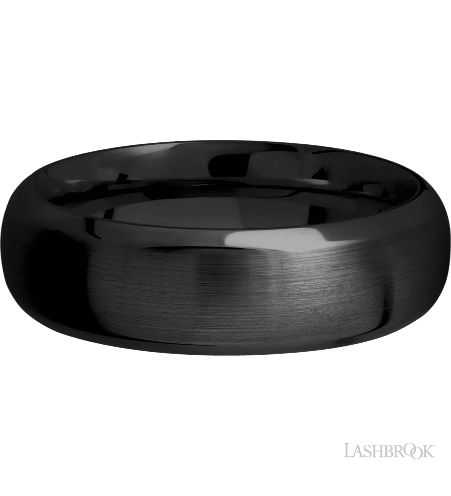 7 mm wide Domed Bevel Zirconium band.