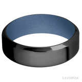 7 mm wide High Bevel Zirconium band featuring a Crushed Orchid sleeve.