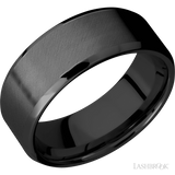 8 mm wide Beveled Zirconium band.