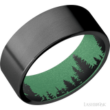 8 mm wide Flat Zirconium band featuring a Squatch sleeve.