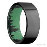 8 mm wide Flat Zirconium band featuring a Squatch sleeve.