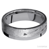 7 mm wide/Flat/Tantalum band with one 5 mm Off Center Edge inlay of Meteorite.