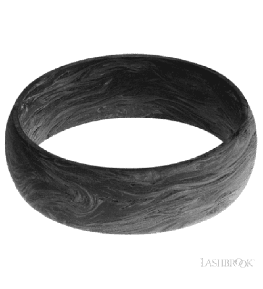 7 mm wide Domed Forged Carbon Fiber band featuring a Whiskey Barrel sleeve.