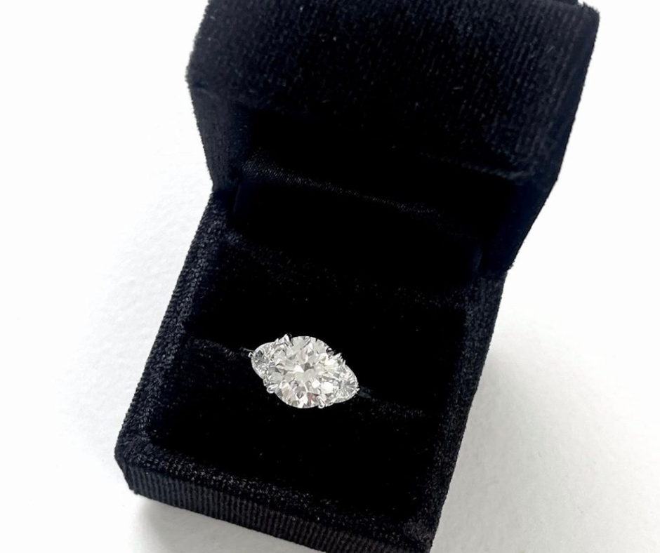 Large 3 stone diamond engagement ring