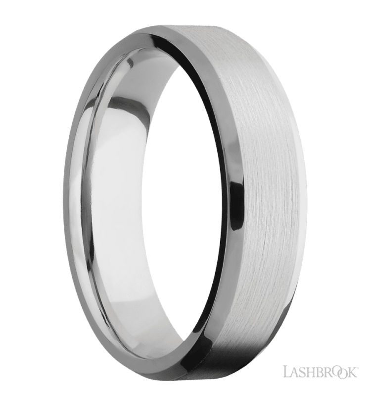 6 mm wide Beveled Cobalt Chrome band. - Diamonds By Rothschild
