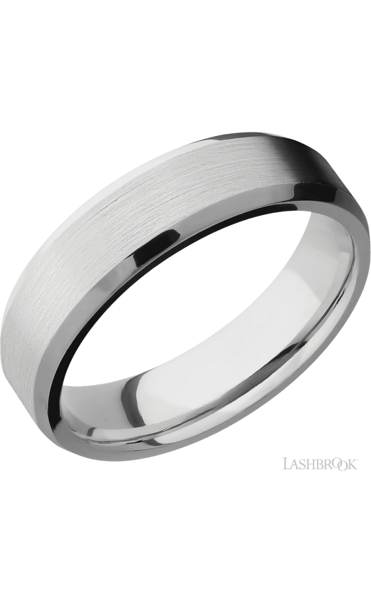 6 mm wide Beveled Cobalt Chrome band. - Diamonds By Rothschild