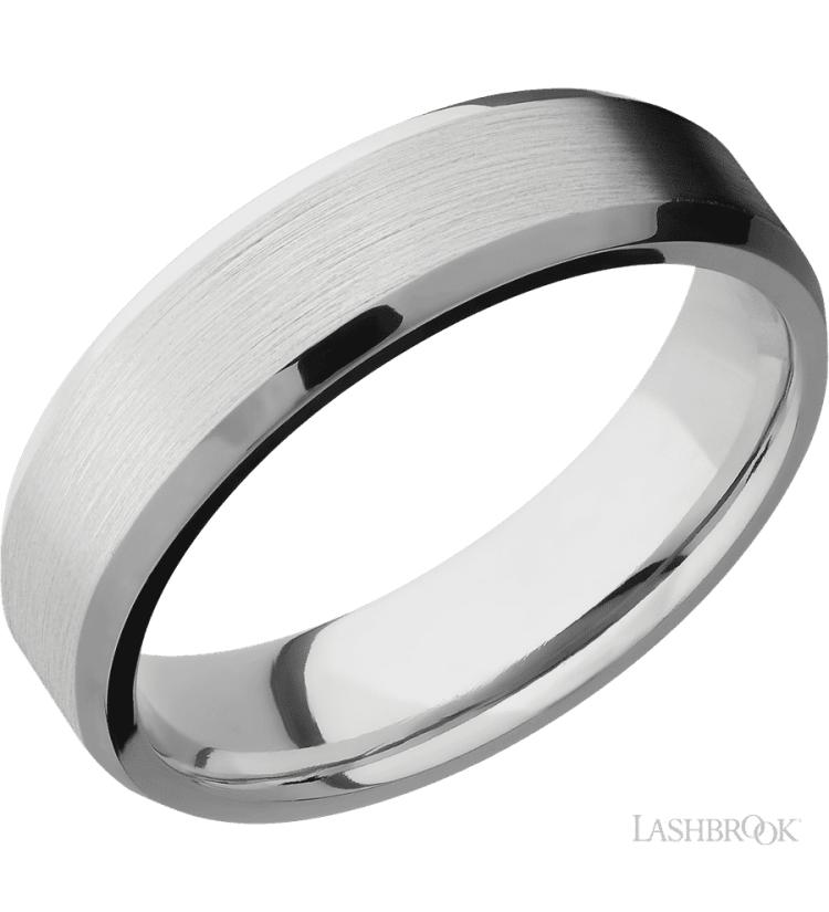 6 mm wide Beveled Cobalt Chrome band. - Diamonds By Rothschild