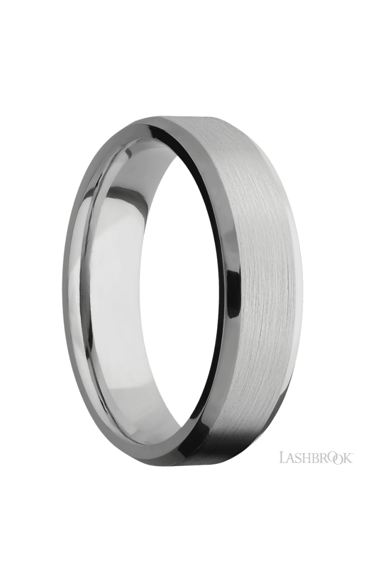 6 mm wide Beveled Titanium band. - Diamonds By Rothschild