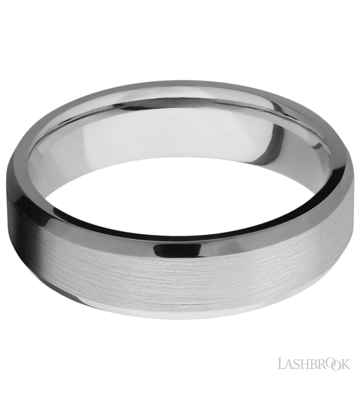6 mm wide Beveled Titanium band. - Diamonds By Rothschild