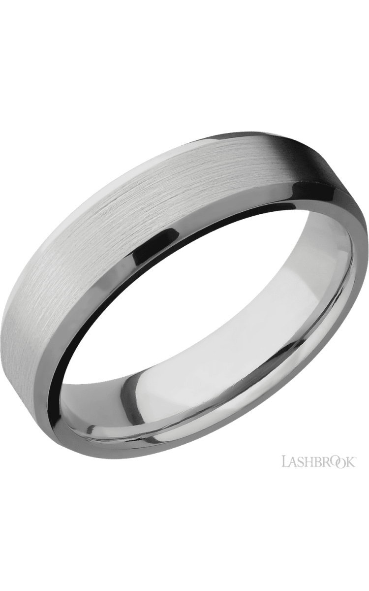6 mm wide Beveled Titanium band. - Diamonds By Rothschild