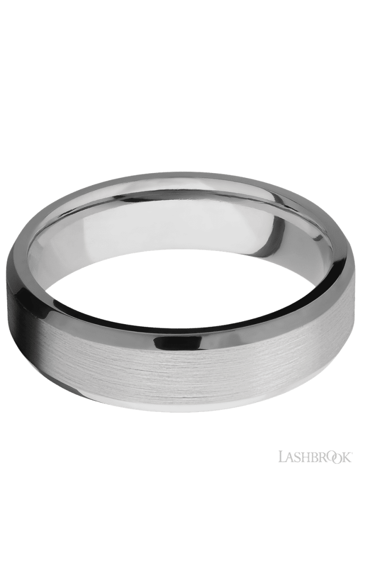 6 mm wide Beveled Titanium band. - Diamonds By Rothschild