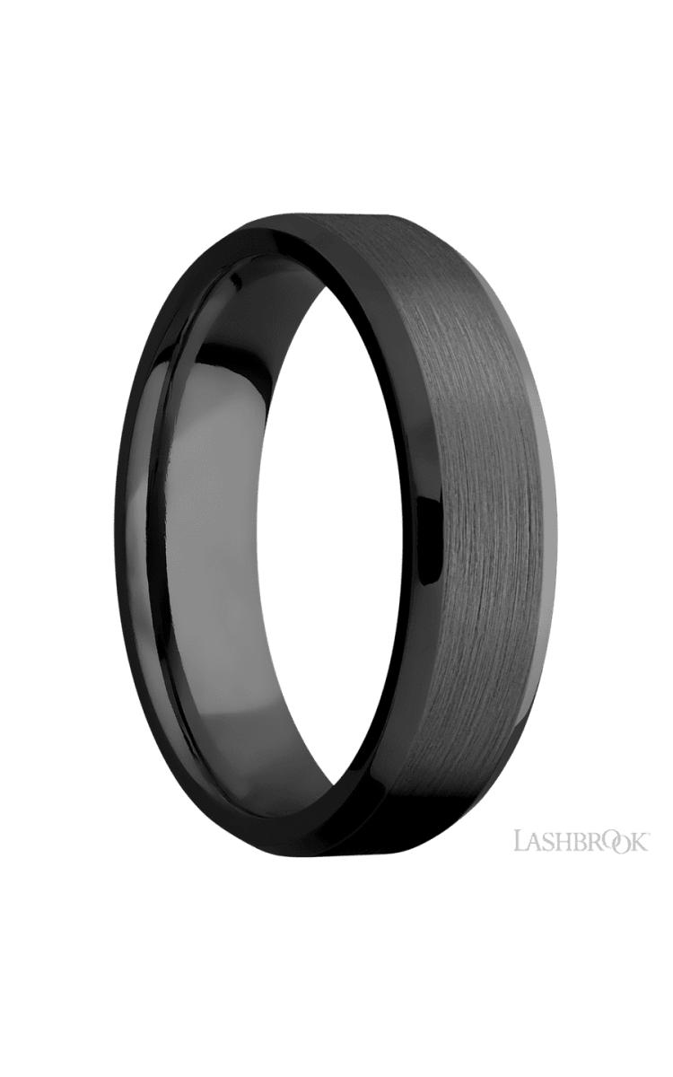 6 mm wide Beveled Zirconium band. - Diamonds By Rothschild