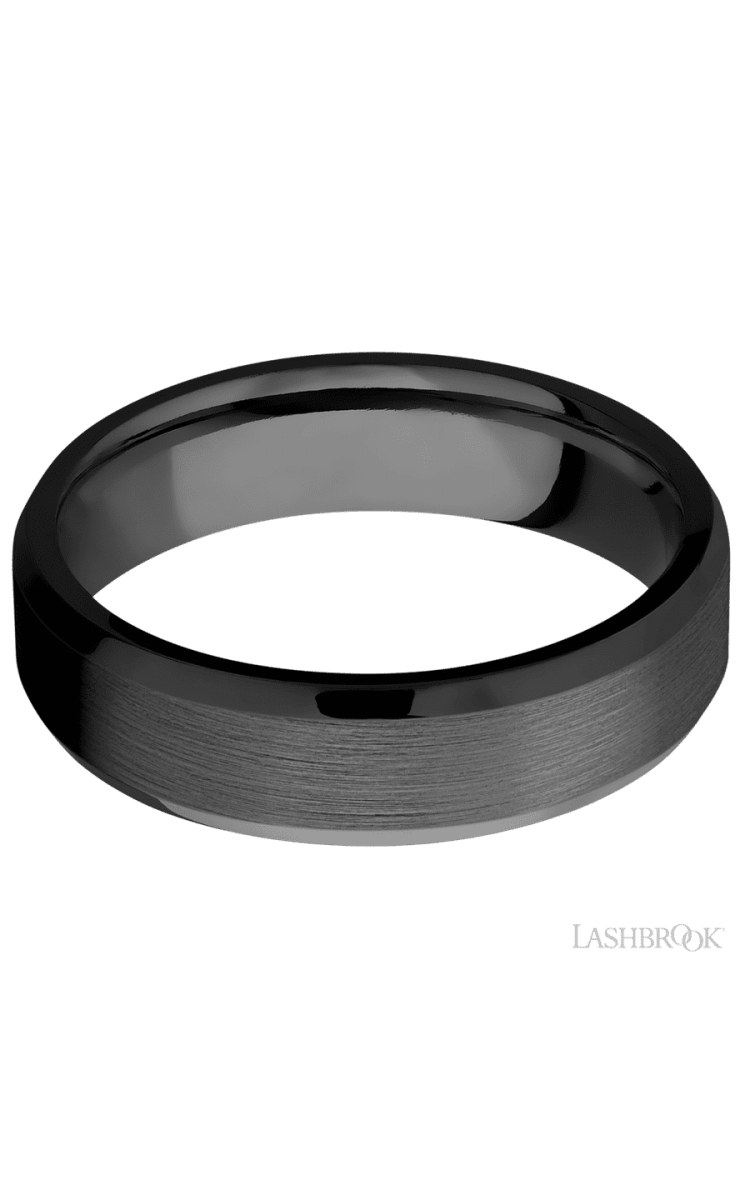 6 mm wide Beveled Zirconium band. - Diamonds By Rothschild