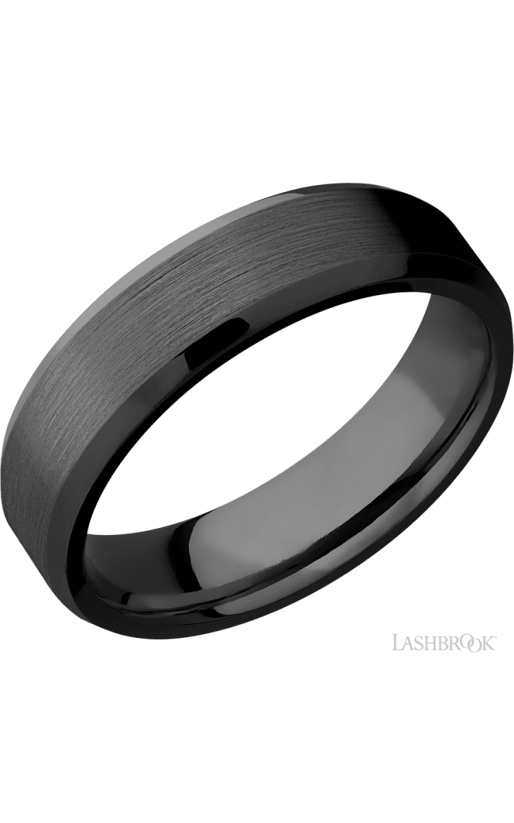 6 mm wide Beveled Zirconium band. - Diamonds By Rothschild