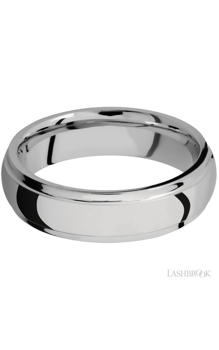 6 mm wide Domed Stepped Down Edges Titanium band. - Diamonds By Rothschild
